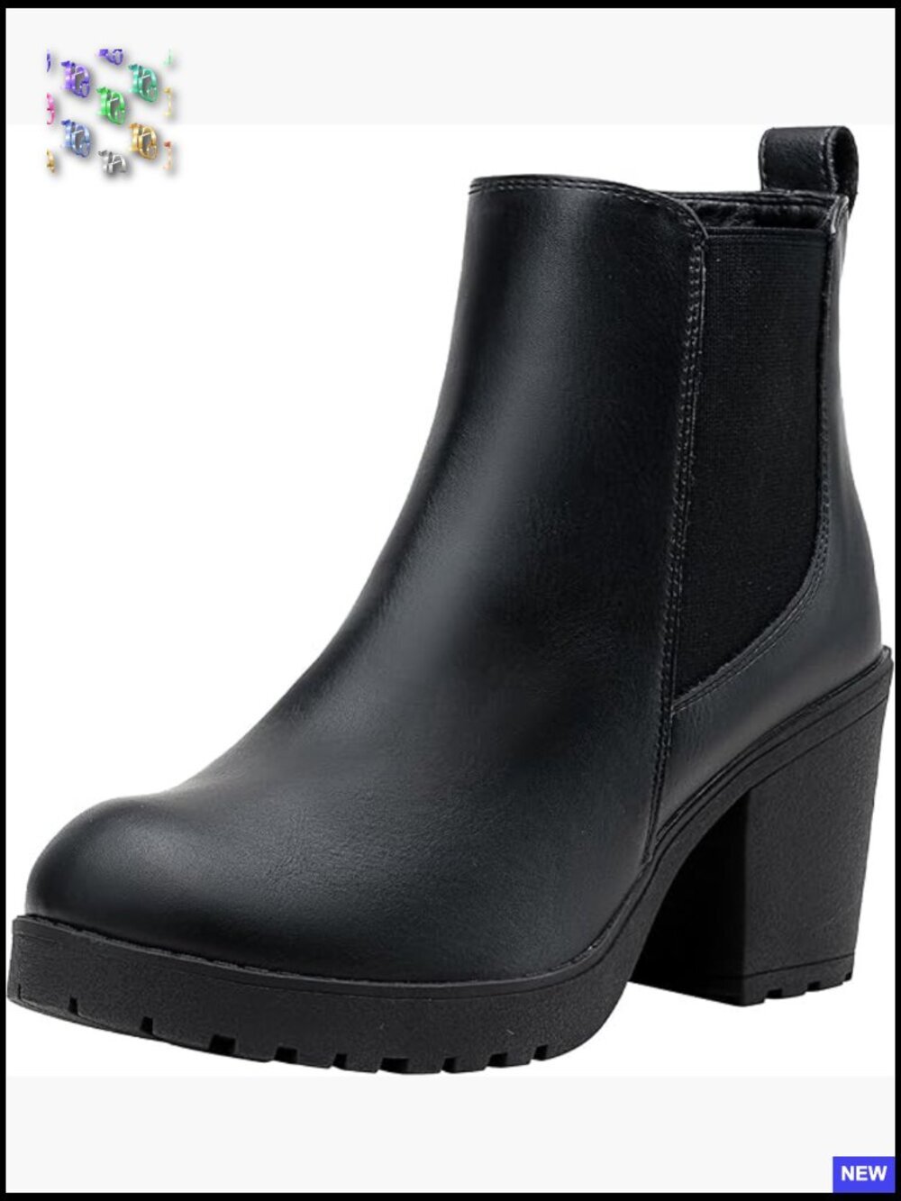Chunky Heeled Ankle Boots Platform Chelsea Retro Short Booties with Zipper
